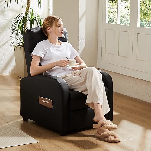 Miniatura 2 de Sweetcrispy Silla reclinable de masaje para adultos, asiento de cine en casa ajustable con soporte lumbar, tela moderna reclinable con respaldo y