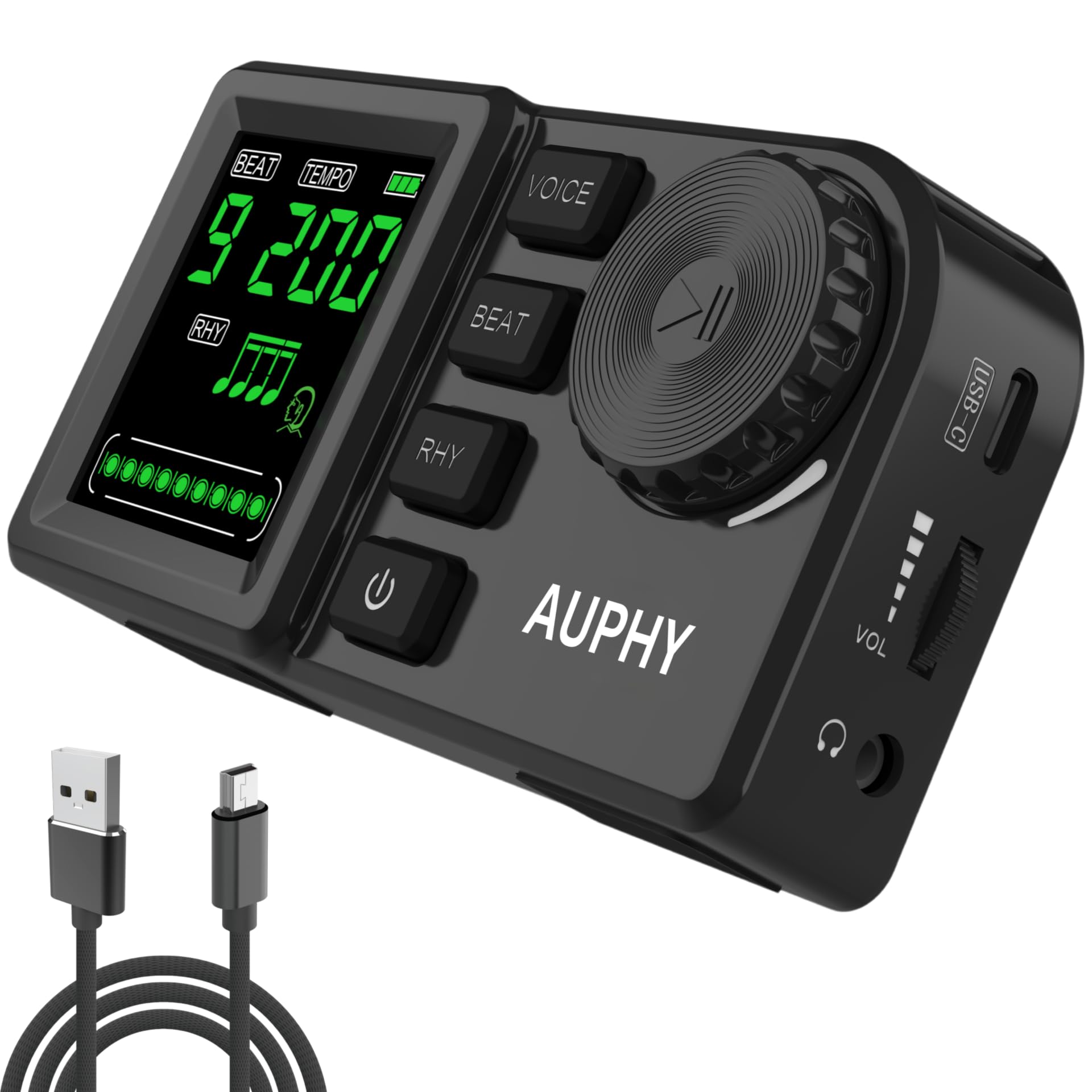 M201 AUPHY Metronomo Digitale Ricaricabile(Batteria al Litio) per Batteria/Chitarra/Basso/Ukulele/Sassofono e Altri Strumenti