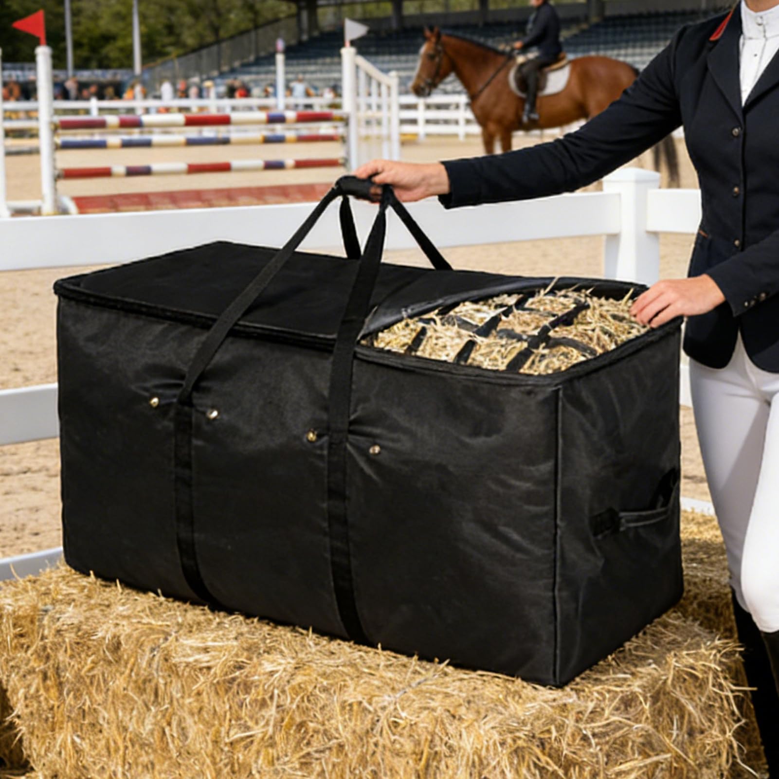 Borse per Fieno per 112x46x56 cm Migliora la Digestione Distributore | Palloncini di Fieno per Capre per Cavalli Capre Pecore Alpacas Animali Scuria Esterna