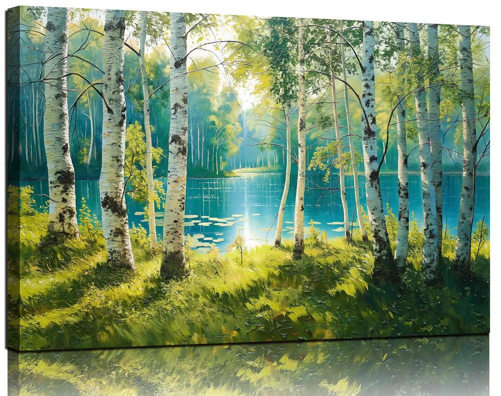 Amazon.co.jp: Sense&Sensitivity Arts、白樺の池の森の風景画
