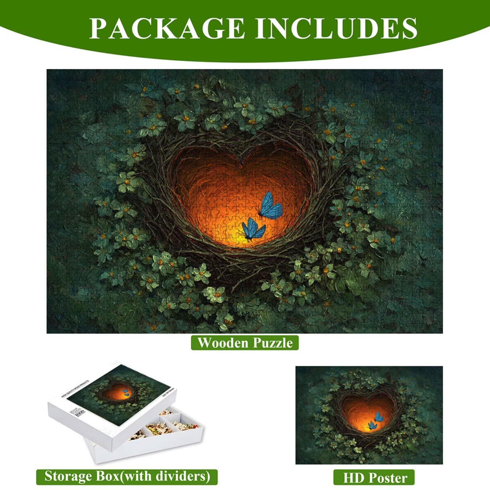 Puzzle 2000 sztuk - Motyl i Krajobraz - Trwałe drewniane puzzle z literami z tyłu - 75 x 105 cm - Kreatywne hobby bez kurzu - Artykuł kolekcjonerski i ponad 14 lat P3#231