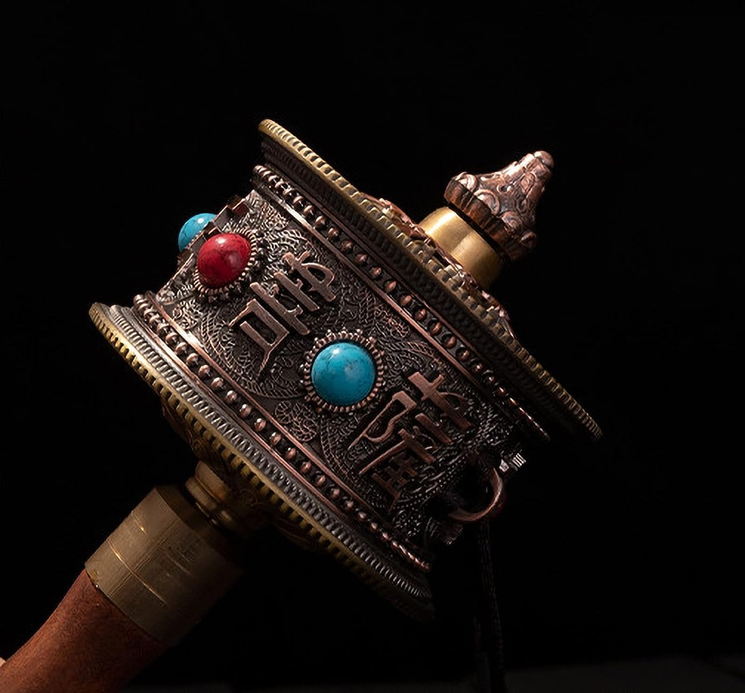 Gebetsmühle,Premium Gebetsmühle, Buddhistisches Schriftrad, buddhistisches Gebetsrad, handgehaltenes Gebetsrad, doppelgelagertes Gebetsrad, stummgeschaltetes Haushaltsgebetsrad