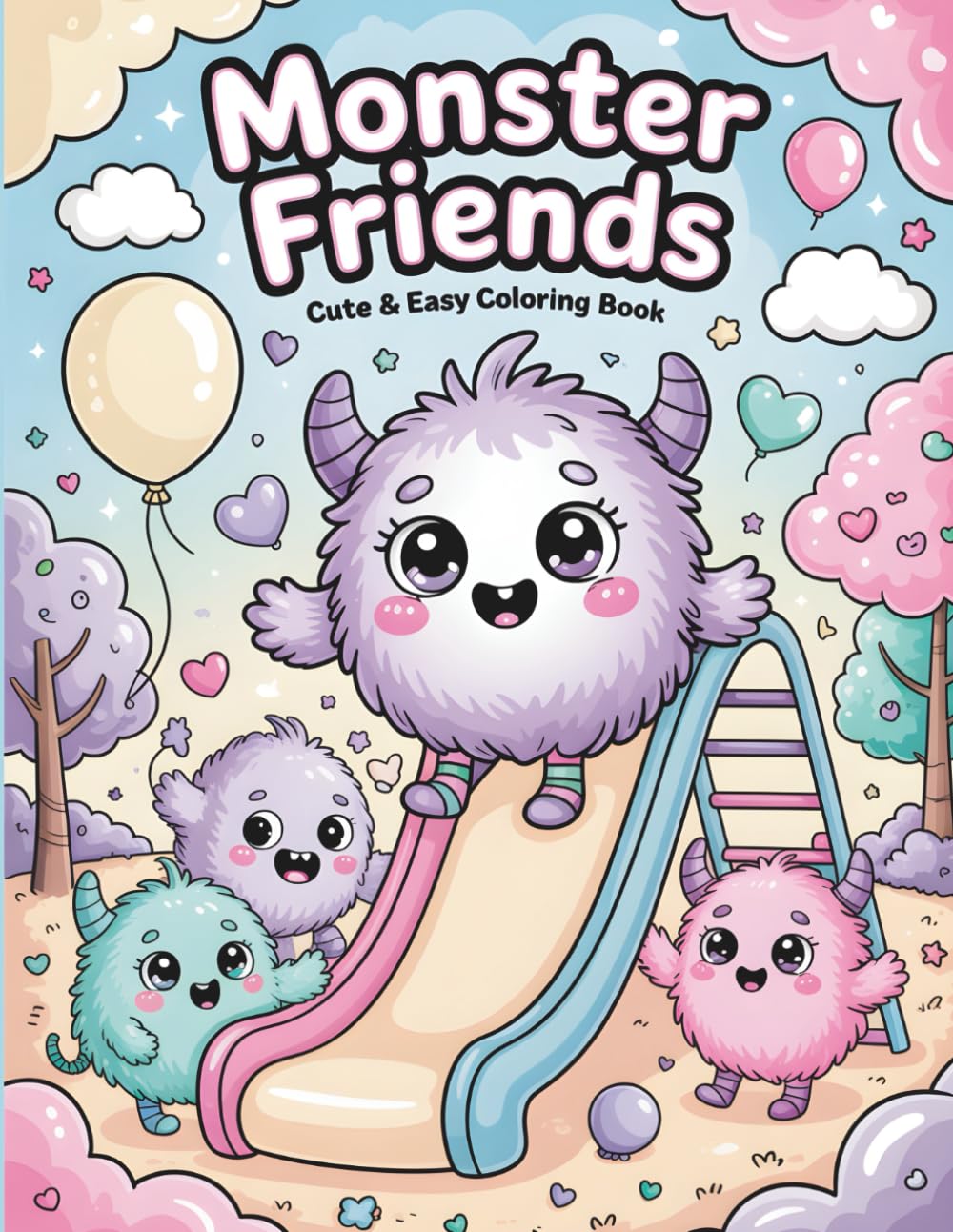Cute Monster Friends Coloring Book: 50 Sweet & Fun Designs for Kids — No More Boredom!. Keep your child happy and creative while Coloring