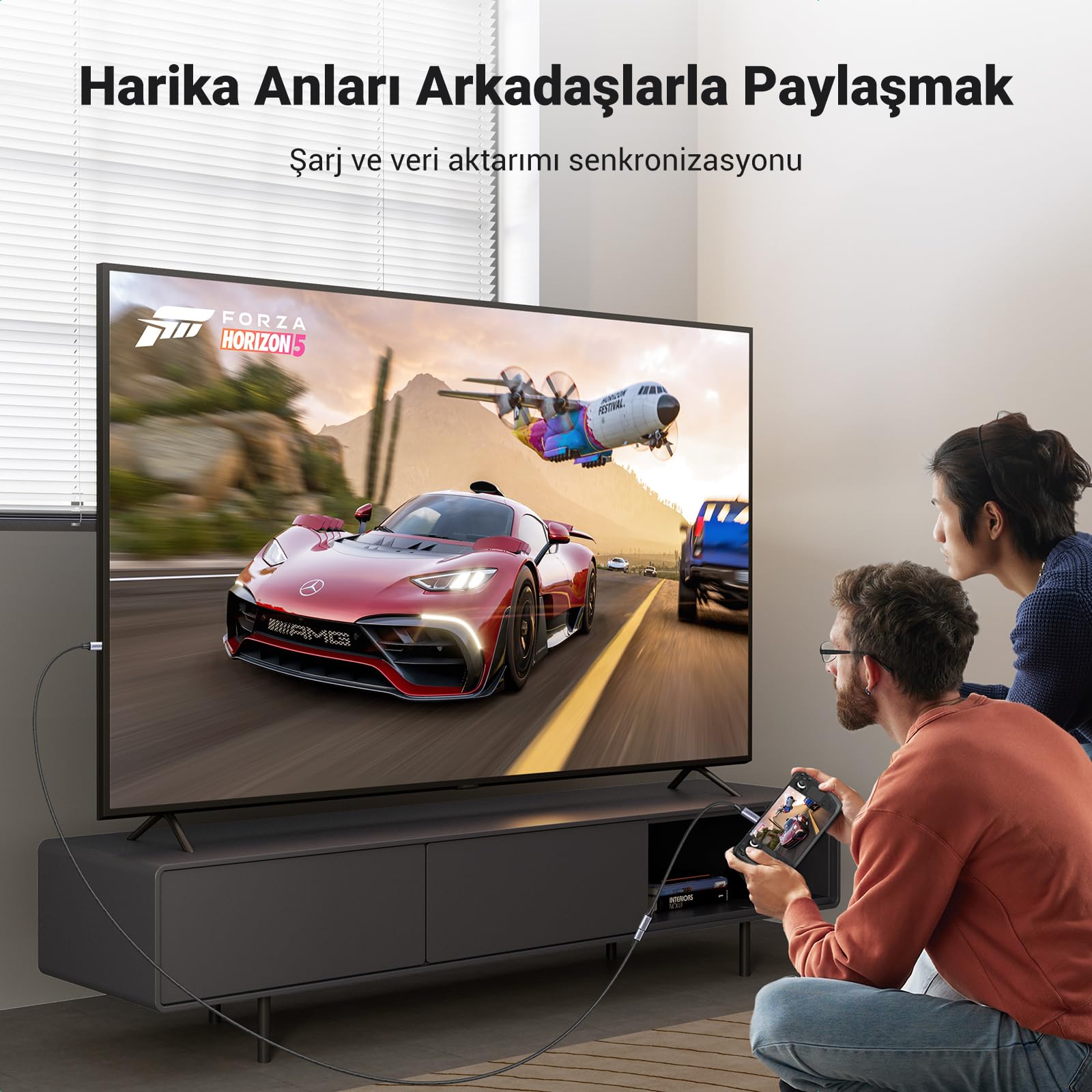 Ugreen Gen2 100 W Thunderbolt 3 Type-C to Type-C Örgülü Uzatma Kablosu 50 cm