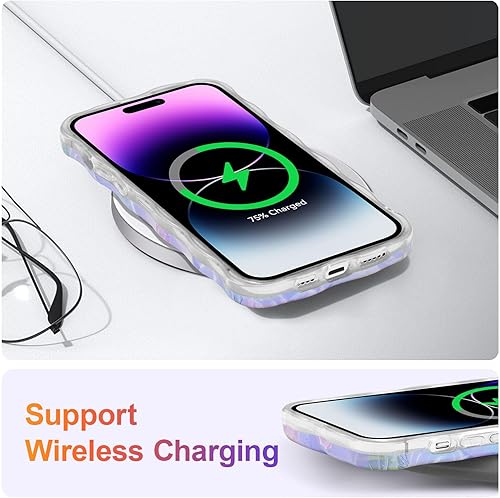 Miniatura 6 de EYZUTAK - Funda protectora de TPU para iPhone 14 Pro, estilo retro colorido, diseño láser brillante de pintura al óleo, estampado floral, borde