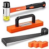 REXBETI 43-Piece Upgraded Laminate Flooring Tools, Wood Flooring Installation Kit, Solid Tapping Block with Handle, Durable Pull Bar, Diameter 1 3/8' Reinforced Double-Faced Mallet, 40 Spacers 43-Piece Premium Flooring Installation Kit
