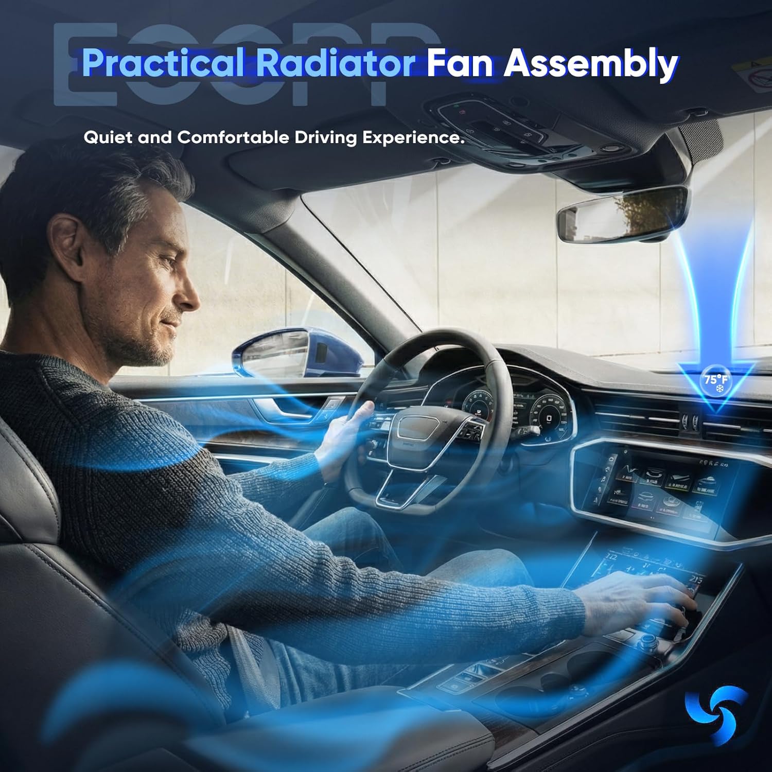 ECCPP Cooling Fan Compatible with 2009-2014 for Nissan for Maxima,Replace 621-304, 622150, 76209, 21481ZY70A, 214819N00A, 621304,Cooling Fan Assembly