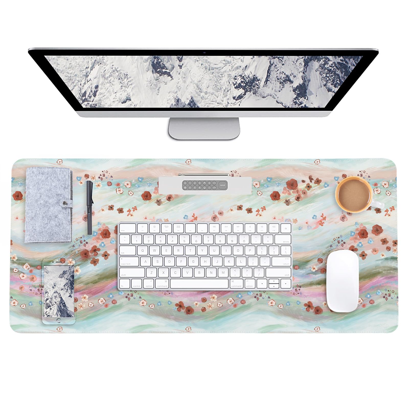 AUPET Leather Large Mouse Pad Desk Blotters – 35 x 17in Cute Desk Mat with PU Surface, Non-Slip Desk Pad Protector,Waterproof Desk Writing Pad for