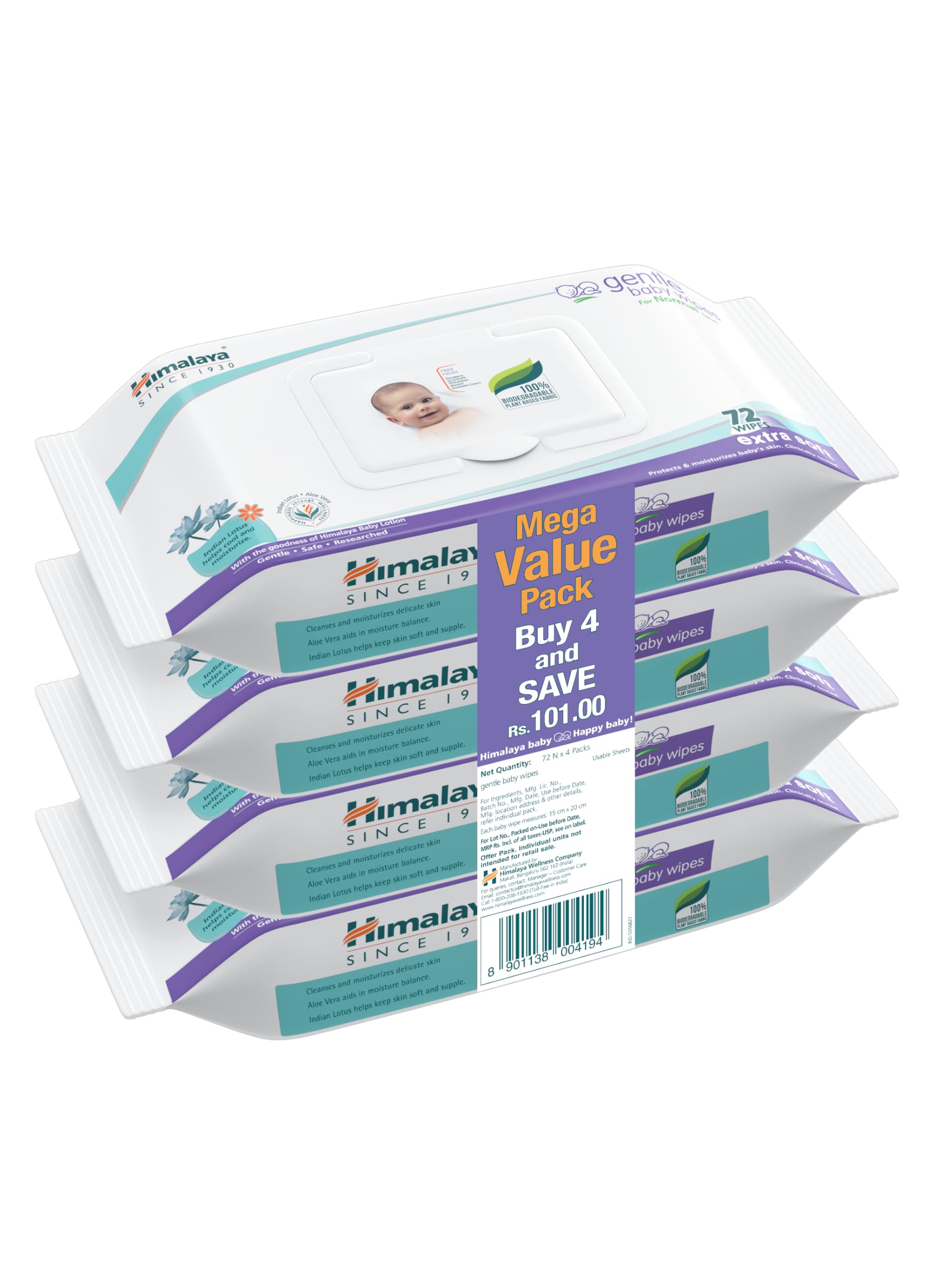 Himalaya Gentle Baby Wipes Mega Offer Pack (4N x 72's) Save Rs.101/--image-27