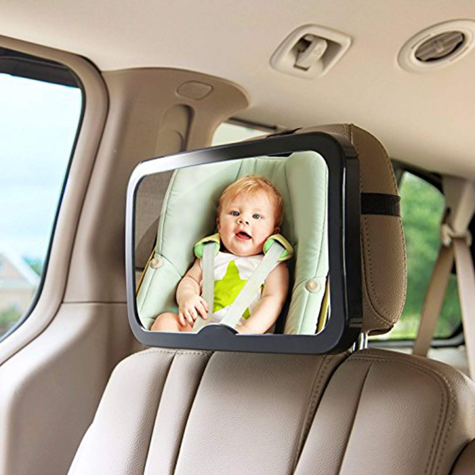 Safe-O-Kid® Rear-Facing Baby Car Mirror – Large, Convex, 360° Rotation | Crash-Tested Glass/Acrylic | Pack of 1
