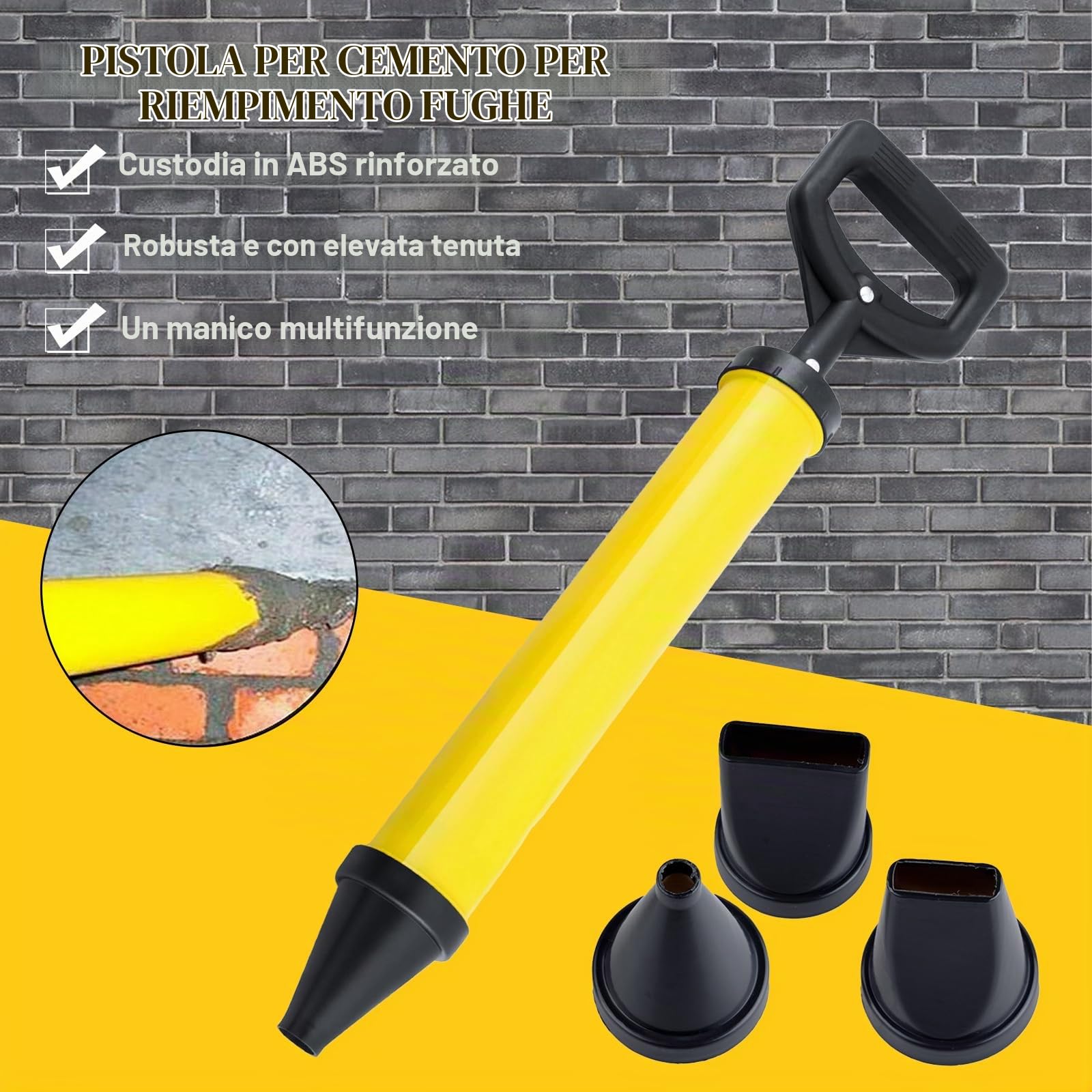 Naapesi Pistola per Cemento, Pistola per Malta, Pistola di Calafataggio, Pompa per Malta manuale, Pistola per Stucco, Siringa per Malta con 4 Ugelli per Puntare Mattoni e Stuccatura di Piastrelle