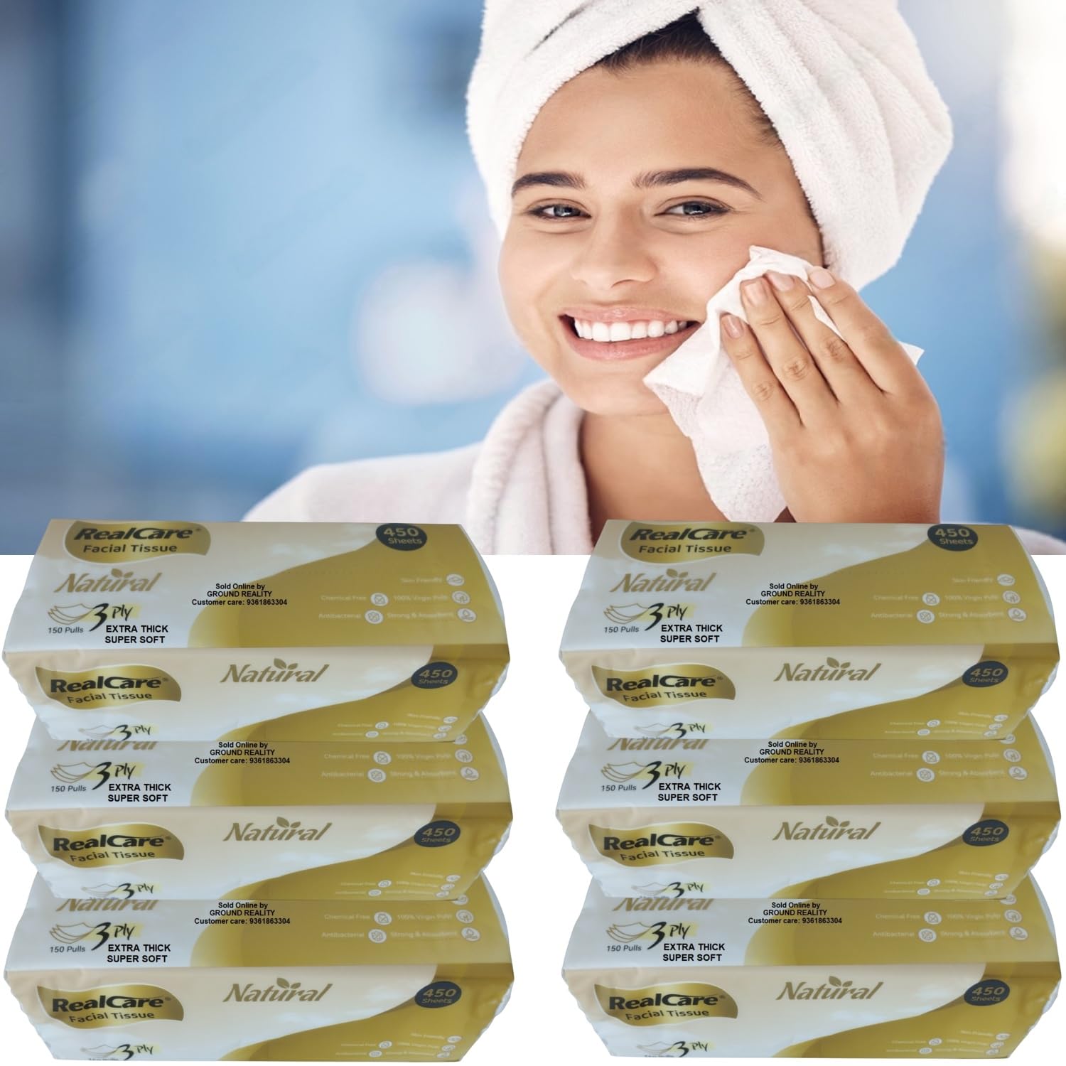LUREME 900 Sheets | 6 Pack Real Care Dry or Wet Dual Use Cotton Facial Tissue Makeup Remover Wipes for Face Cleaning, 3 Ply – Extra Thick, Super Soft Hospital Grade Large Size 20x17cm Wipes-image-37