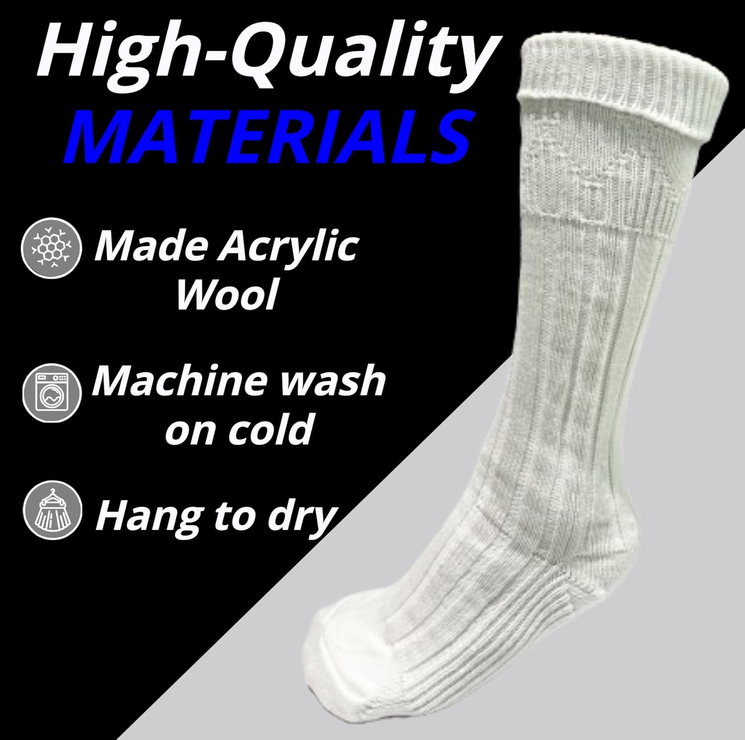 Mens Traditional Scottish Kilt Hose,Scottish Ribbed Socks For Mens Wool Blend Cuff Over Your Kilt Hose