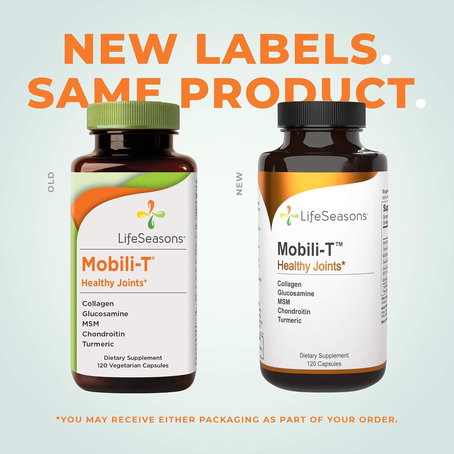 Life Seasons - Mobili-T - Joint Relief Supplement - Increase Range of Motion - Healthy Knee and Back Support - Contains MSM, Collagen, Chondroitin - 120 Capsules