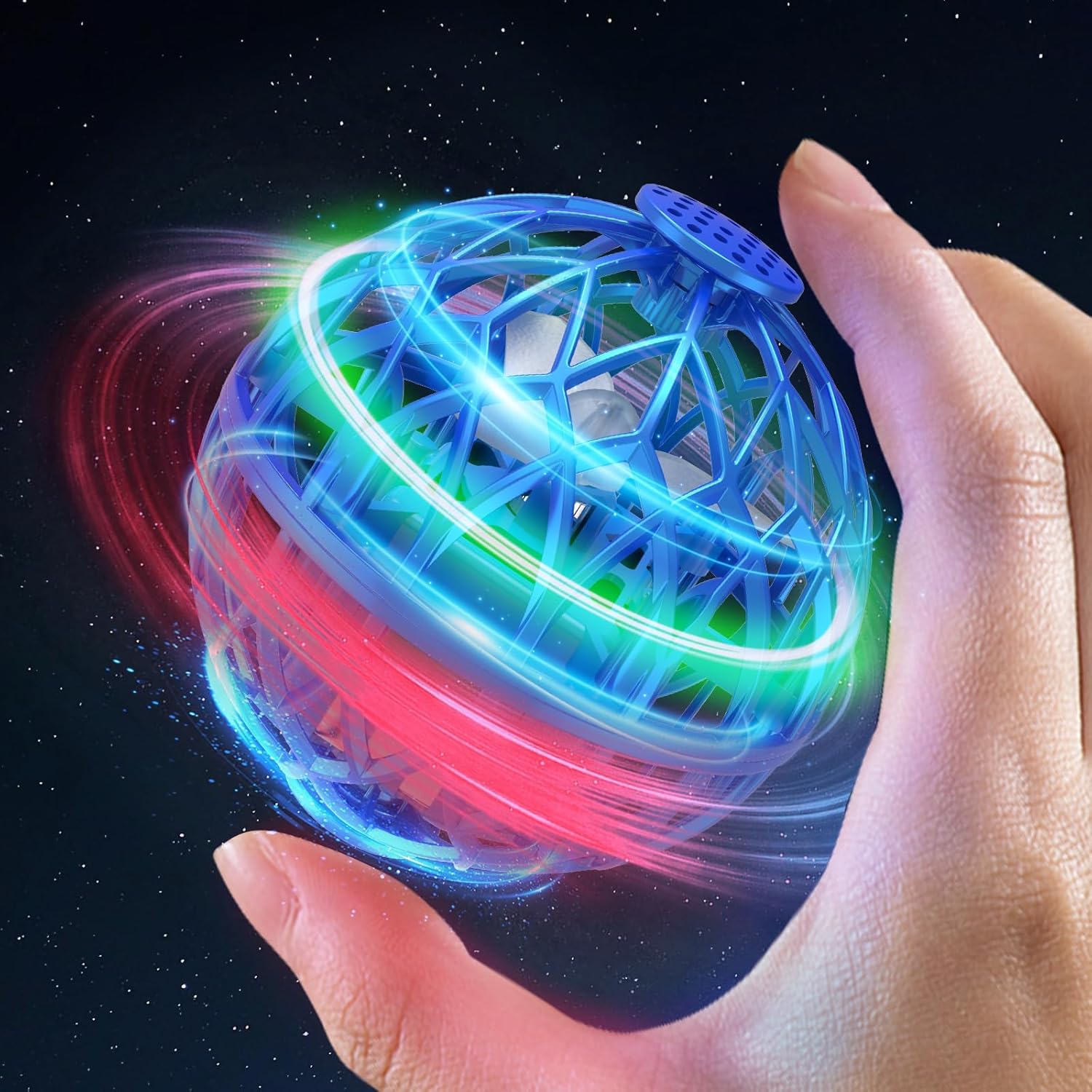 OBEST Mini Fliegender Ball Magischer Flugball Boomerang Flying Orb Ball mit LED Licht, 360 Flip Orbi Drohne UFO Hover Spinner Innen Außen Spielzeug für Kinder Erwachsene Jungen Mädchen Geschenk