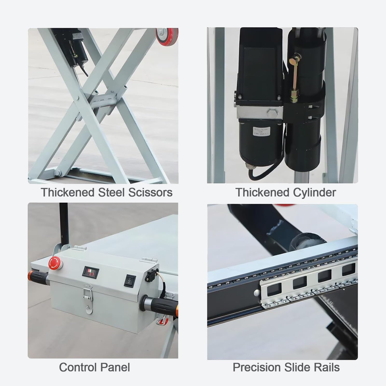 Carrello elevatore elettrico idraulico a forbice, capacità 300 kg, 4 ruote, ideale per movimentazione e trasporto di materiali, attrezzature di sollevamento pesanti e portatili