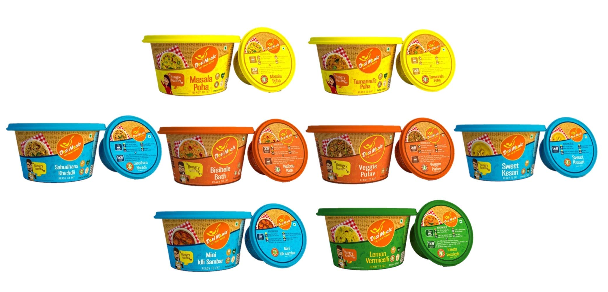 Desi Mealz Breakfast Pack - No Onion No Garlic Special Combo | Instant Foods | Vegetarian | Readymade Packaged Food | No Preservatives (Pack of 8) (B0743BZHL5) Amazon Price History, Amazon Price Tracker