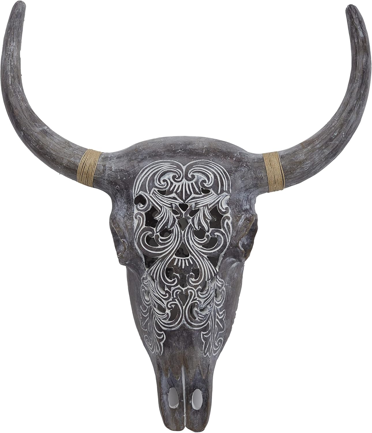 Deco 79 Resin Bull Skull Wall Decor, 20" x 23" x 5", Gray