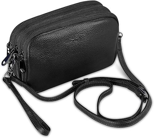 FUKUTAI Bolsos cruzados de cuero genuino para mujer bolso cruzado ligero y suave de cuero real