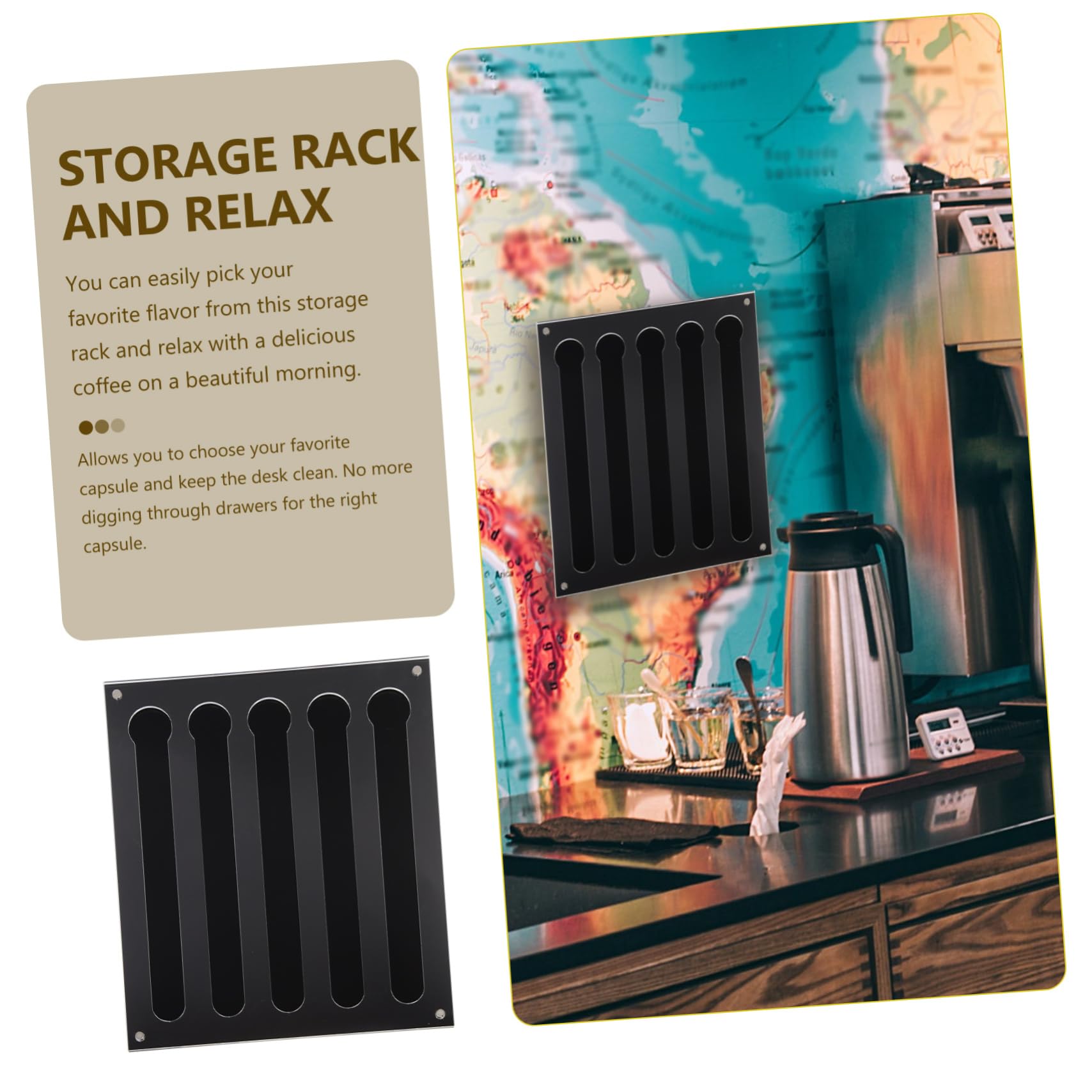 Portacápsulas de Acrílico para Cafetería Soporte de Pared, Organizador de Cápsulas de Café para Cocina y Oficina