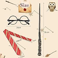 Vista 2 de Juego de accesorios de disfraz de mago, accesorios de cosplay, regalos de varita mágica, marco de anteojos para fanáticos, cumpleaños, Halloween