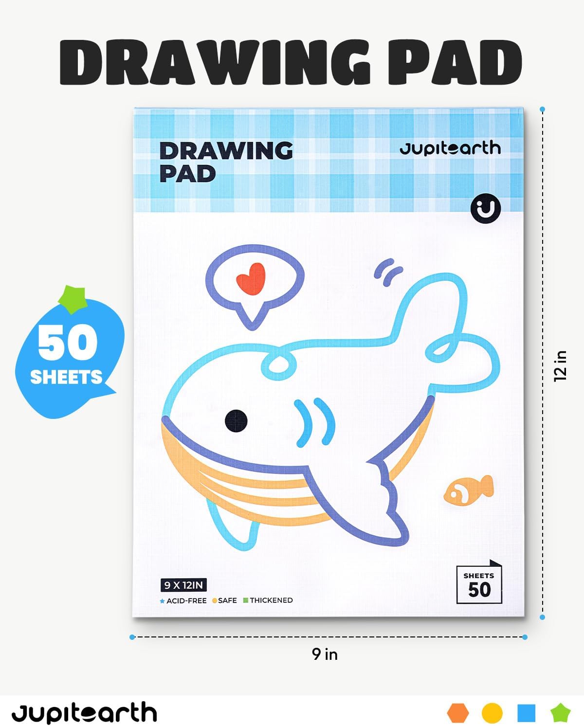 JUPITEARTH Blank Drawing Paper for Kids 9x12 Inch 2-Pack 100 Sheets