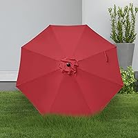 Vista 2 de YSSOA Sombrilla de patio de 9 pies con 8 varillas resistentes, paquete de 2 unidades de 9 pies, color rojo, paquete de 2