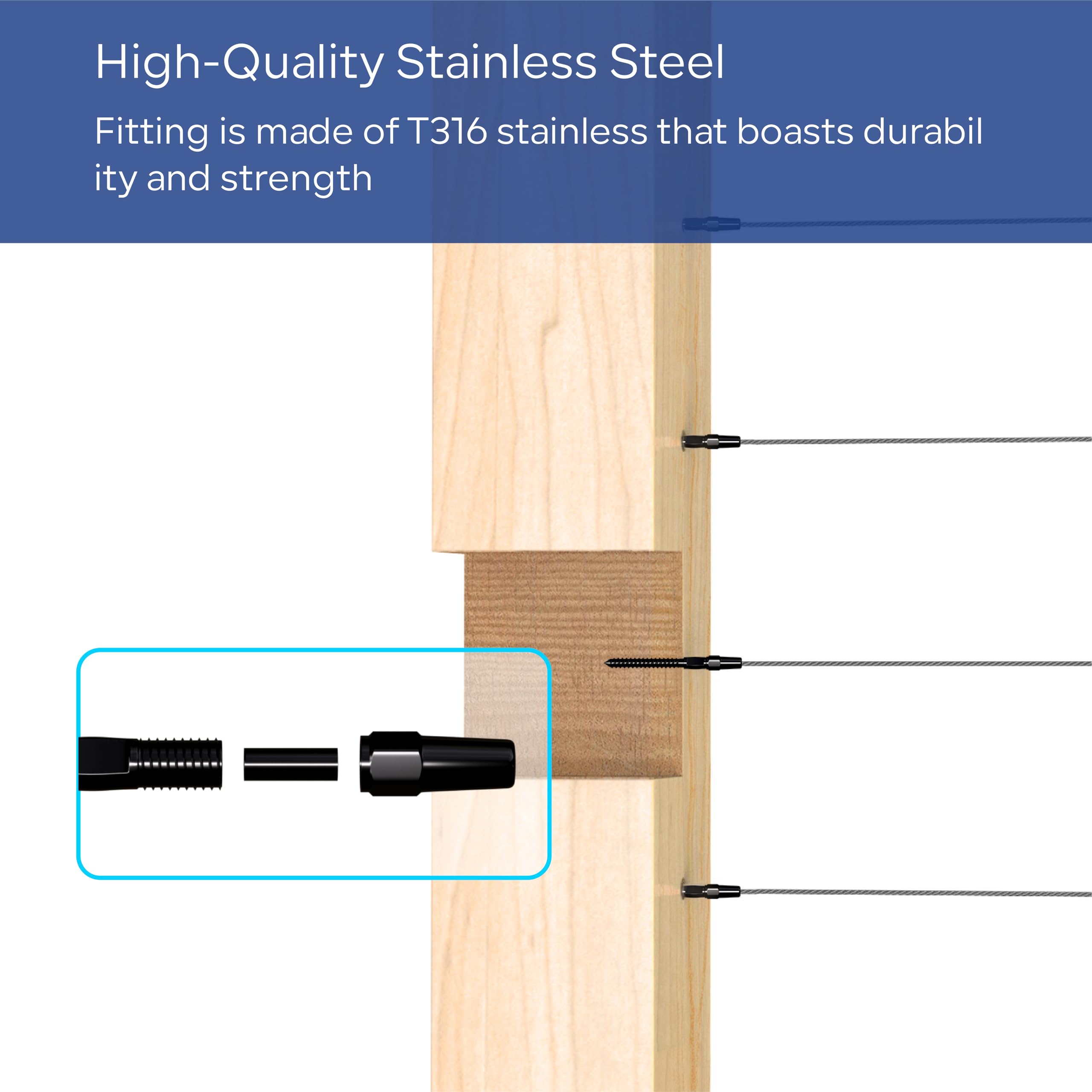 Snapklik.com : Riayer 5 Pair Black Cable Railing Kit, Invisible Crimp ...
