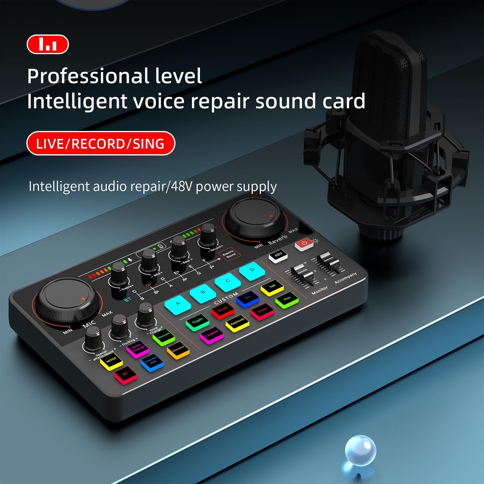 DJ-Controller, Bluetooth-kompatible Live-Soundkarte, Streaming-Mixer-Soundkarte