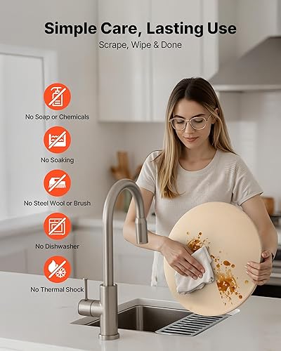 Miniatura 5 de VEVOR Piedra para Pizza, Piedra Redonda para Pizza de 15 pulgadas, Piedra para Hornear de Cordierita Grande de 0.67 pulgadas con Pala de Metal, Beige