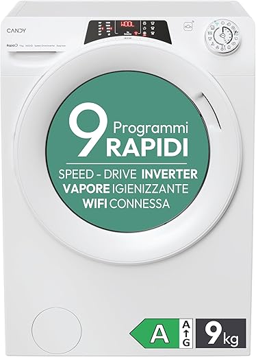 Candy RapidÓ RO 1494DWMT/1-S Lavatrice, 9 Kg, 1400 Giri, Wi-Fi...