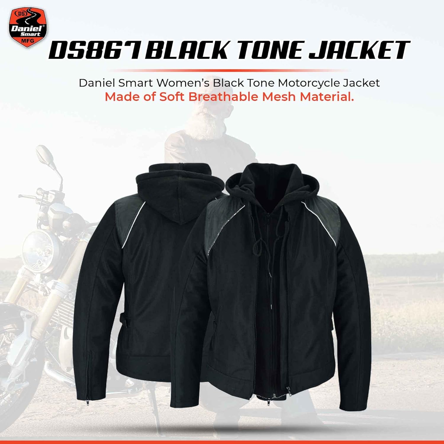 Daniel Smart Women’s Motorcycle Jacket - All Season Sporty Mesh Motorcycle Jacket – Maximum Airflow and Protection