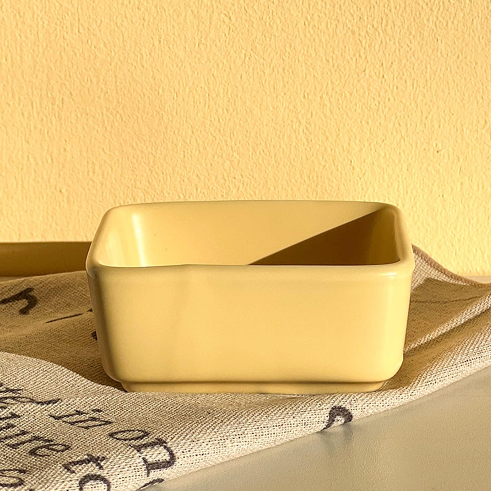 Dxcaicc Pastell Quadrat 4 Stück Keramik-Dippingschalen Set Aus 4 Kleinen Servierschalen in Weicher Matter Farbe, in Mehreren Farben Erhältlich Für Sojasauce, Dessert,Creamy Yellow