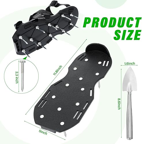 Miniatura 2 de ShinyMatch 2 pares de zapatos aireadores de césped, zapatos de aireación de césped premontados para aireador de césped, herramienta de césped, pala