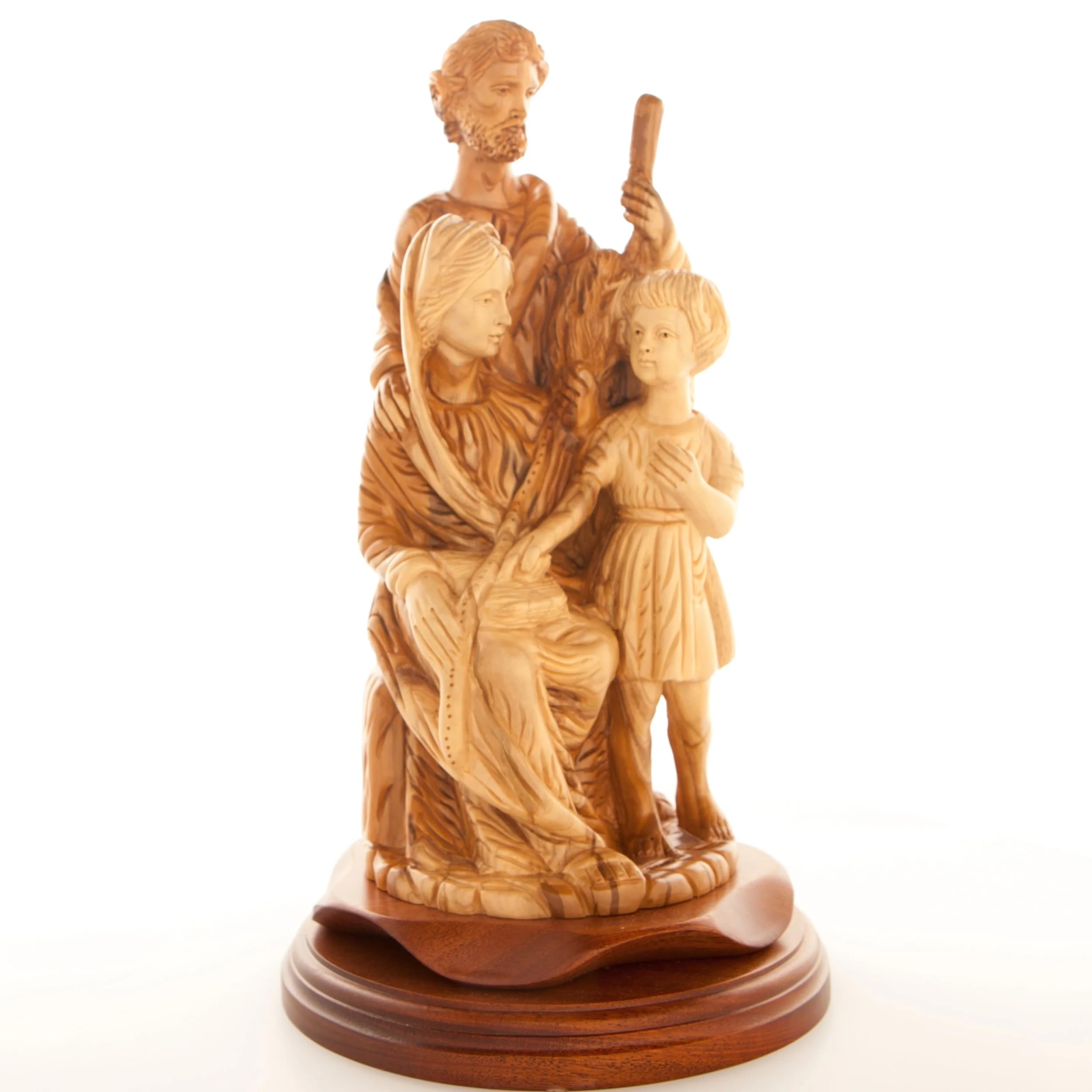 Bethlehem Handicrafts Holy Family Nativity Scene Sculpture in Olive Wood, 11.8