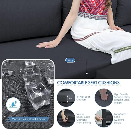 Miniatura 281 de NICESOUL 7 Piece White Powder-Coated Aluminum Patio Furniture with Fire Pit Table, 29 Inch Extra Wide Outdoor Sectional Sofa for 6, High-End Heavy