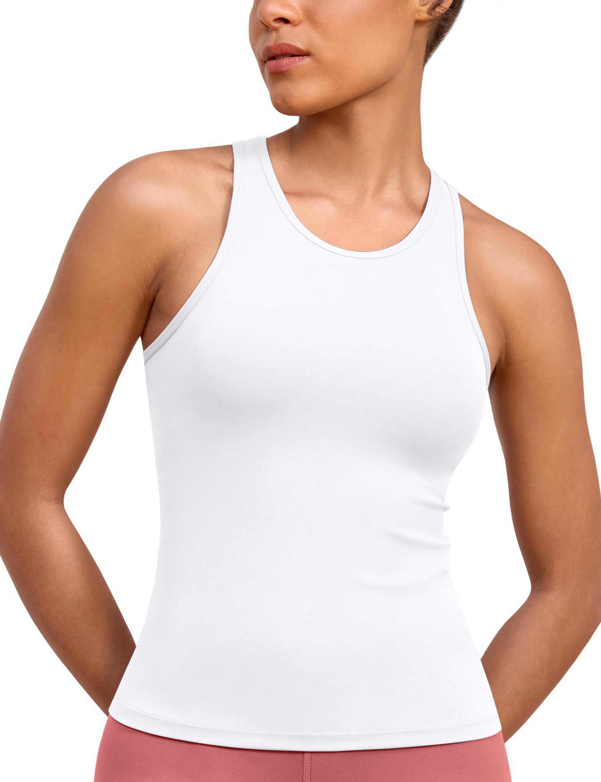 Baydi Women's White Clouduxi Racerback Workout Tank Tops For Yoga Sleeveless Camisole Athletic Running Gym Shirts