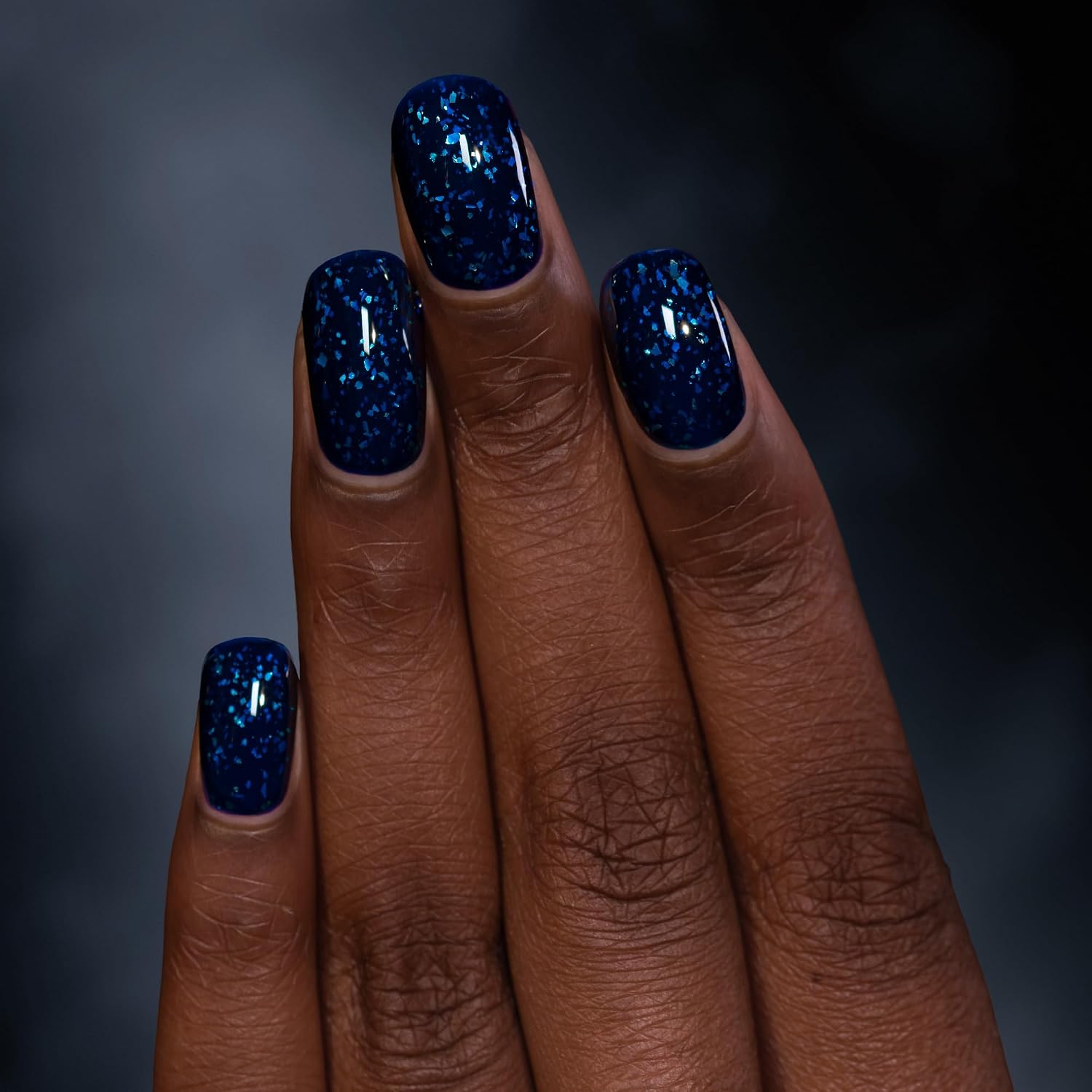 ILNP Late Night - Deep Navy Blue-Based Iridescent Flakie Shimmer Nail Polish