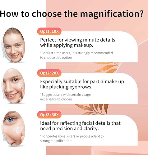 Miniatura 5 de Suupvaor Espejo de aumento 20X con ventosas, 6 pulgadas de viaje 20X espejo ampliado grande redondo espejo de maquillaje con alto aumento, espejo de