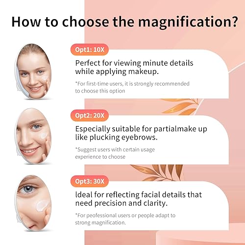 Miniatura 5 de Suupvaor Espejo de aumento 20X con ventosas, 6 pulgadas de viaje 20X espejo ampliado grande redondo espejo de maquillaje con alto aumento, espejo de