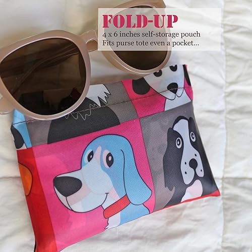 Miniatura 2 de HAPPYHEDI - Bolsas de comestibles plegables y reutilizables, lavables, asas largas, bolsa plegable, resistente a granel