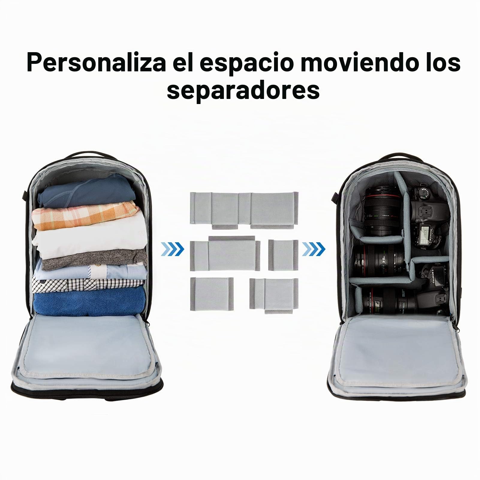 bagsmart Mochila para cámara DSLR SLR compatible con portátiles de 13,3-15,6 pulgadas, mochila de fotos impermeable con protección contra la lluvia, soporte para trípode, Negro-M.