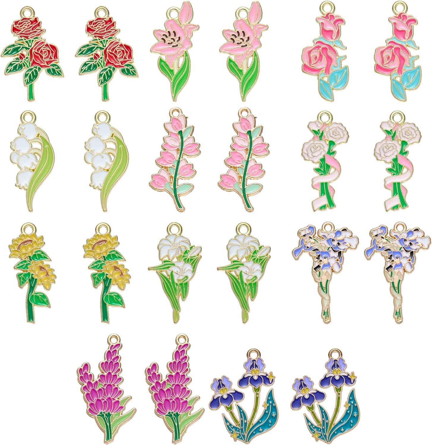Flower Charms for Jewelry Making Leaf Floral Charms Golden Alloy Pendants for Earring Bracelet Necklace