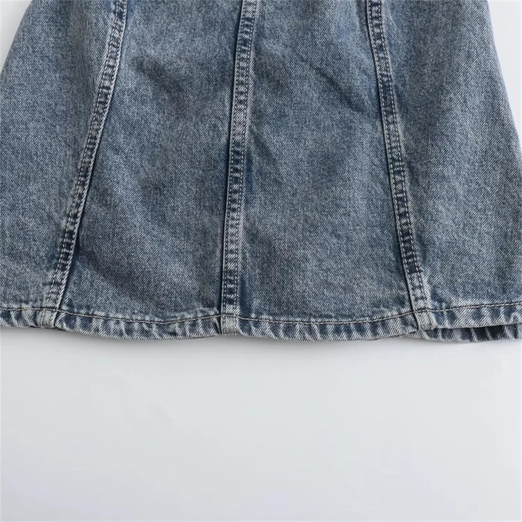 Women's Stand Collar Slim Backless Solid Color Denim Top
