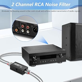 CERRXIAN RCA Ground Loop Noise Isolator,Hum Eliminator,RCA 2 Channel Passive Isolation Transformer,Noise Filter Canceller Eliminates Ground-Loop Hum for Studio, Home or Stage Use
