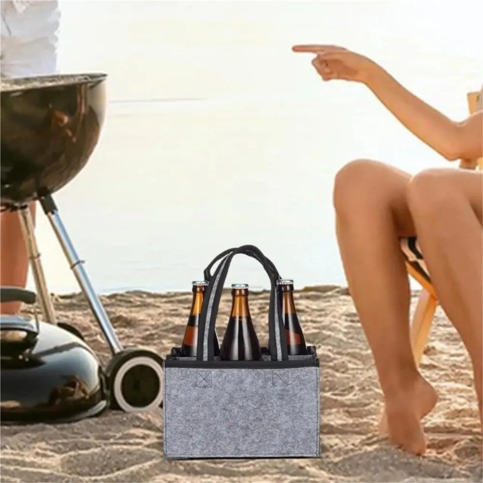 4PCS Portable 6 Compartments Wine Bottle Holder Bag Washable Multi-Purpose Felt with Handle Carrier Wedding für Wein & Bier