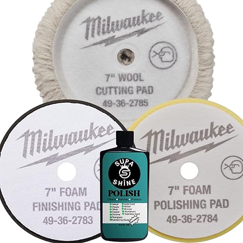 Miniatura 2 de Milwaukee Kit pulidor de tampón: Buffer de cera de coche para detallar con almohadillas de 7 pulgadas (pulido y pulido) Paquete con pulidor Supa