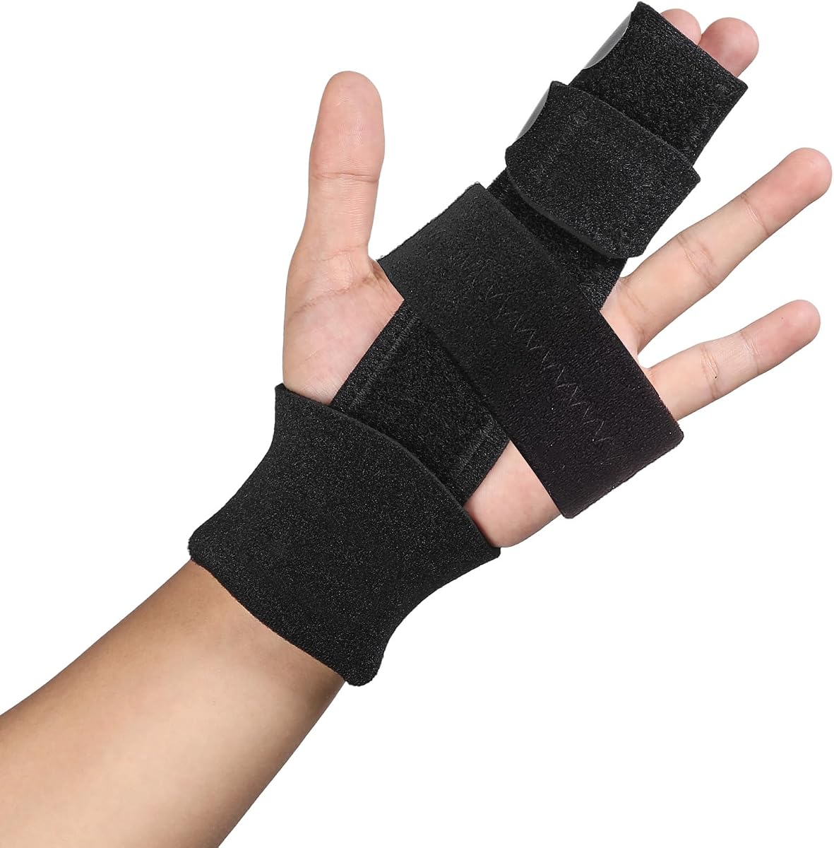 Férula de 2 dedos, soporte de dedo ajustable, soporte de metal para dedos rotos, férulas de dedo en mazo, enderezador de dedo en gatillo, artritis, alivio del dolor, lesiones, fracturas, esguinces (L/XL)