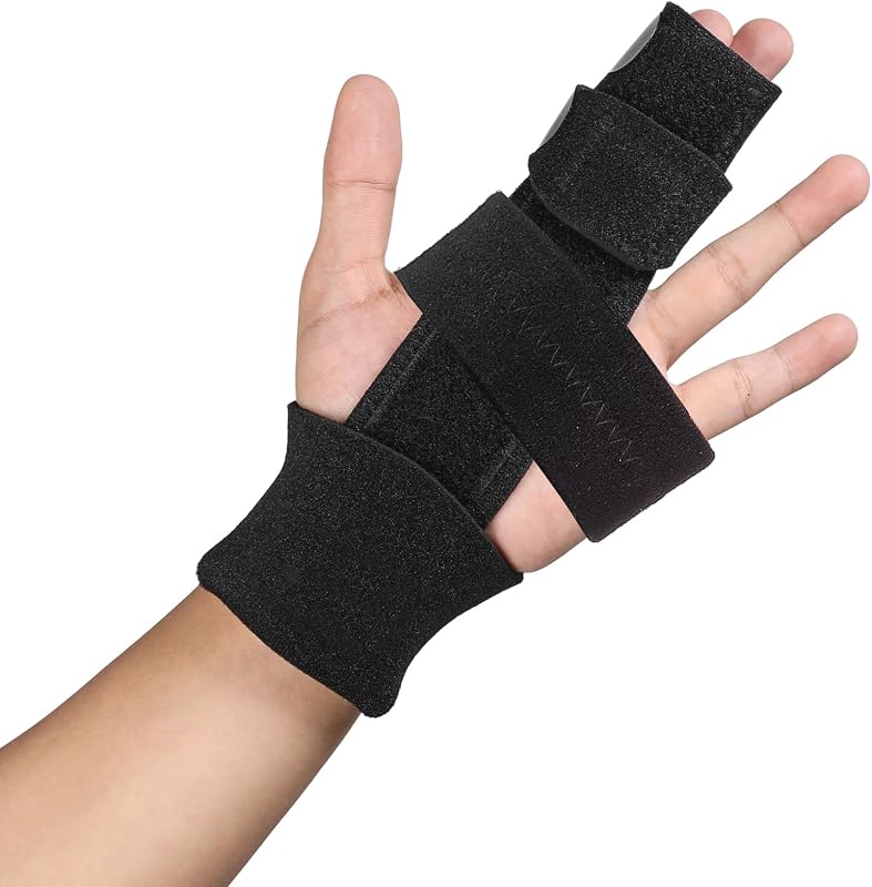 Férula de 2 dedos, soporte de dedo ajustable, soporte de metal para dedos rotos, férulas de dedo en mazo, enderezador de dedo en gatillo, artritis, alivio del dolor, lesiones, fracturas, esguinces (L/XL)