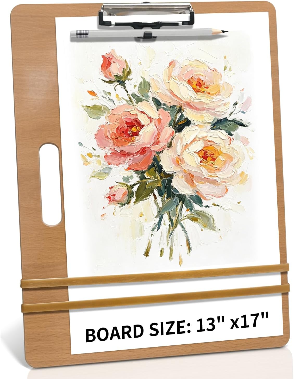 13"x17" Sketch Board with Dry-Erase Surface, Portable Drawing Art Supplies | Drawing Board with Metal Clip & Elastic Bands, Art Board for Kids, Students, Painting, Sketching